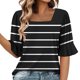 thumbnail image 1 of Blusas de Manga Corta para las Mujeres, Moda Verano Impreso, Blusas de Cuello Redondo, Chaqueta de Manga Corta para las Mujeres, 1 of 8