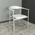 thumbnail image 3 of LeisureMod Kora Series Modern Dining Chair Upholstered in Faux Leather with Steel Frame and Legs, Kitchen Accent Arm Chair for Dining Room and Kitchen in White, 3 of 14