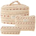 thumbnail image 2 of Makeup Cosmetic Bag 3 Pcs Cotton Quilted Makeup Bag Aesthetic Floral Toiletry Bag for Women,E, 2 of 5