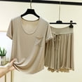 thumbnail image 2 of Bovxnpu Women's Pajamas Set 2 Piece Loungewear Set Ruffled V Neck Sleeveless Capris Cotton Fall Loungewear Set Sleepwear, 2 of 6