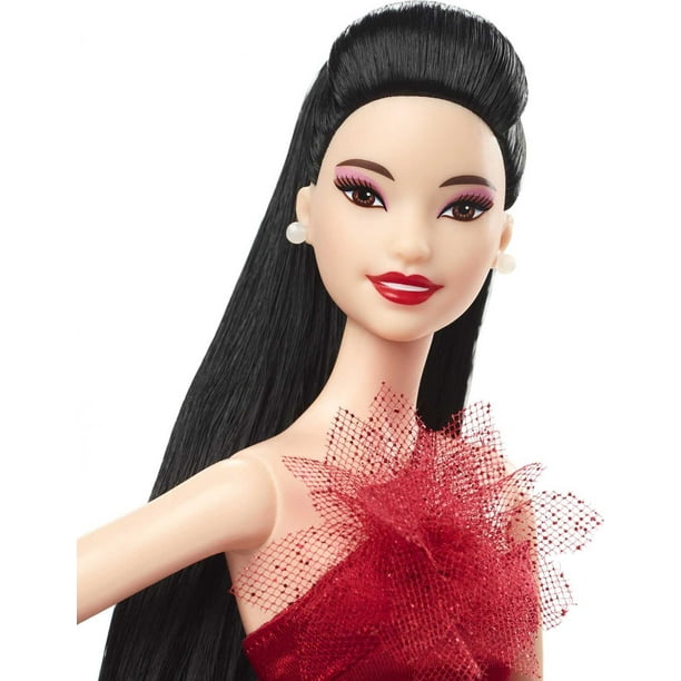 Barbie Doll Barbie Signature 2022 Holiday Collectible cabello negro liso soporte de munecas D Barbie Barbie Walmart en linea