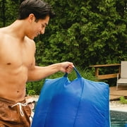 Big Joe Captain's Float No Inflation Needed Pool Lounger with Drink Holder, Blurred Blue Double Sided Mesh, Quick Draining Fabric, 3 feet