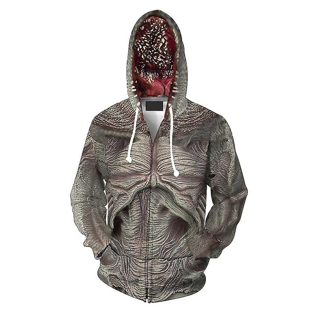 Stranger Things 3 Sudadera con capucha y cremallera con estampado 3D de flores devoradoras de hombres