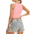 thumbnail image 3 of Workout Crop Tops for Women Cropped Racerback Halter Neck Shirts Sleeveless Yoga Tops Pink L, 3 of 4