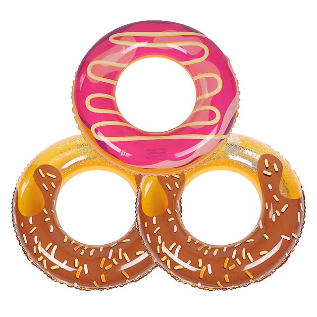 Flotador de piscina con forma de donut, 3 uds., divertidos juguetes de anillo para piscina, Fiesta EN LA Piscina