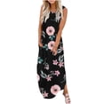 thumbnail image 2 of Lenago Robes de Cocktail Grande Taille pour Femmes Soirée Robe Longue Imprimée Sans Manches à Col Rond Robes d'Été de Plage en Liquidation, 2 of 5
