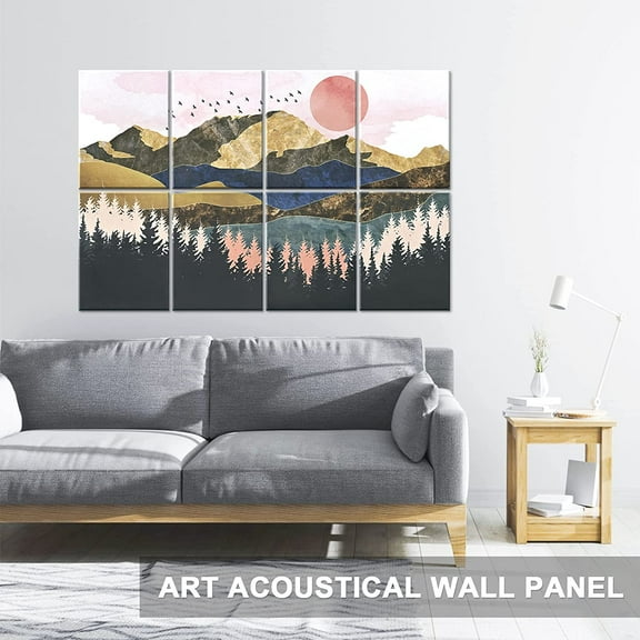 Tutmyrea Art Acoustic Panels, 48"x32" -Adhesive Soundproofing Padding, 8 Pack Decorative Wall Panels for Home & Office