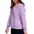 thumbnail image 6 of Qwertyu Women's Oversized Zip Up Hoodie Lightweight Thin Long Sleeve Hooded Sweatshirt with Pockets Light Purple 2XL, 6 of 8