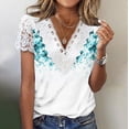 thumbnail image 1 of TaTaai Women's Floral Printed Short Sleeve Pullover Top， Breathable V Neck Loose Fit Blouse with Relaxed Silhouette for Spring & Summer Casual Outings Gift, 1 of 5