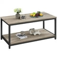 thumbnail image 2 of Alden Design Industrial Coffee Table with Storage Shelf for Living Room, Rustic Gray, 2 of 10