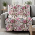 thumbnail image 2 of Light Pink Spring Floral Blanket Soft Cozy Warm Throw Blanket for Couch, Plush Fuzzy Flannel Fleece Blankets for Sofa, Vintage Summer Botanical Bed Blankets Lightweight Gifts for Women, 40"x50", 2 of 9