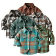 thumbnail image 5 of LYMAYTER Kids Boys Plaid Shirt Toddler Lapel Long Sleeve Shirt Baby Brushed Cardigan Jacket for 6 Months -12 Years, 5 of 5