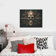 thumbnail image 4 of Susaid Metal Style Horned Skull Pattern Canvas Wall Decor Poster Framed Artwork Decoration for Bedroom Home Office Ready to Hang,Horizontal, 4 of 6
