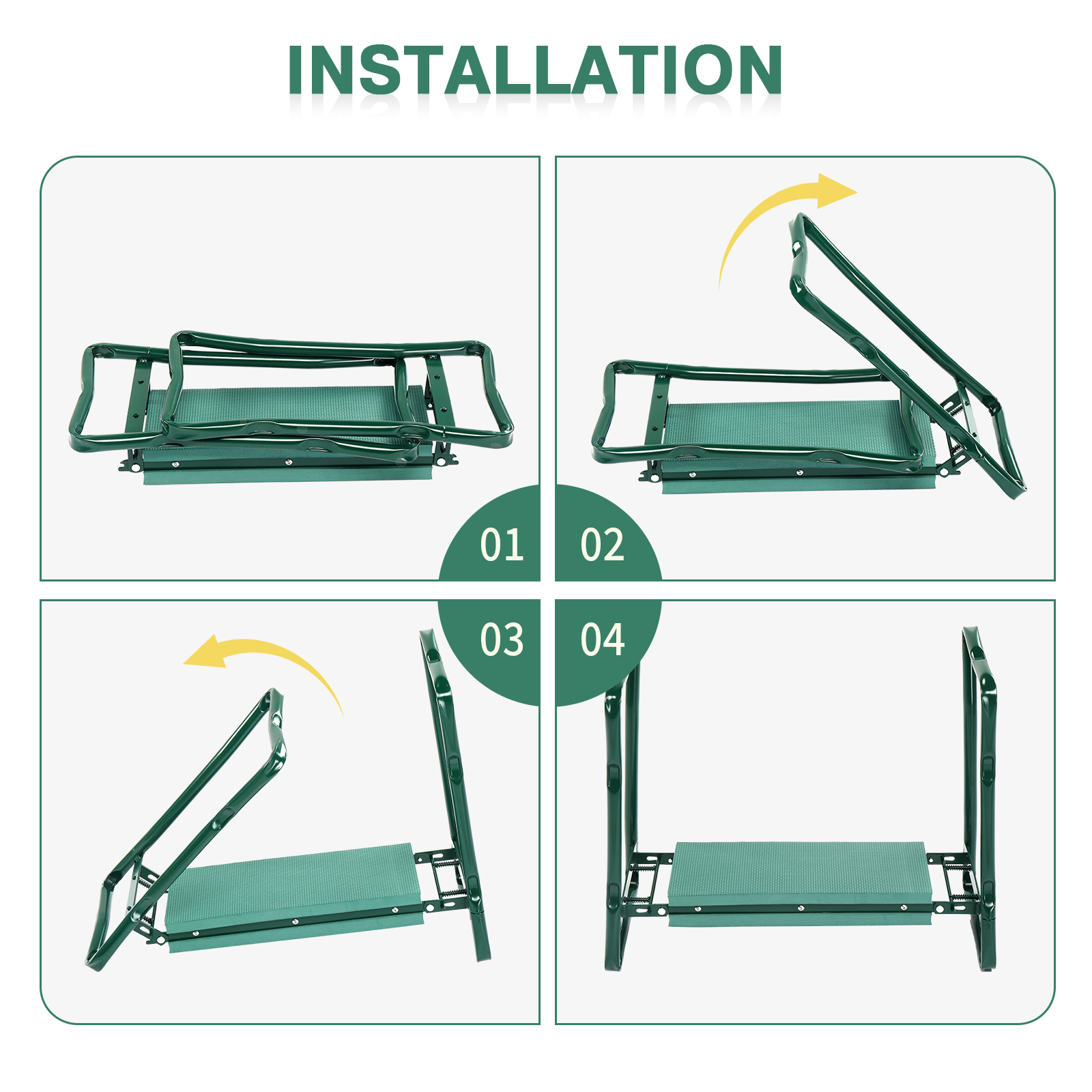 BAYUELSWU Garden Kneeler and Seat, Foldable Kneeling Chair, Heavy Duty Widened Gardening Bench with Thick Kneeling Pad Portable for Seniors, Family Gardeners (Green)