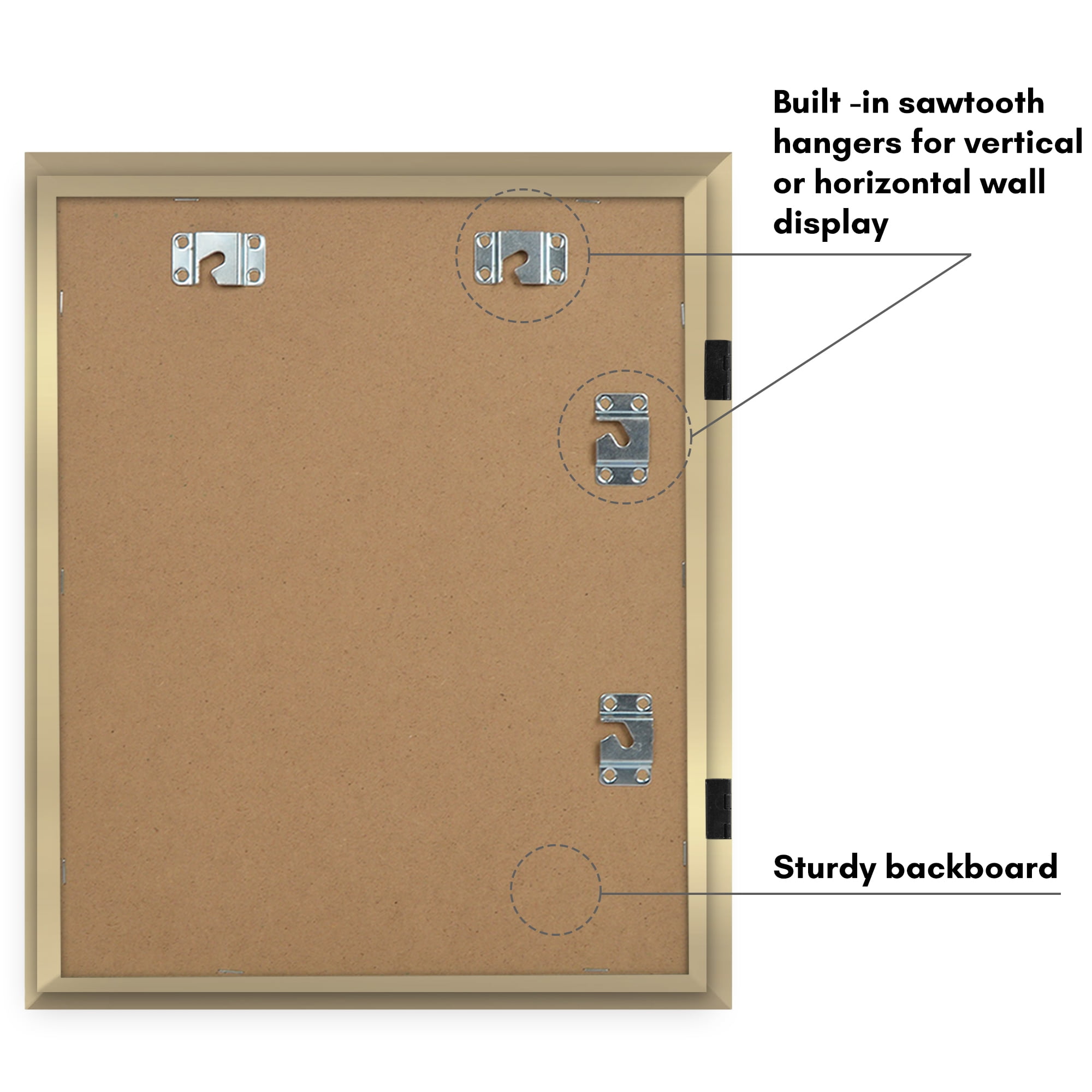 Americanflat 10x12.5 Kids Art Frame 2 Pack Holds 100 Art Pieces 8.5x11 Mat Magnetic Letter Size Display Mini - Gold