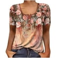 thumbnail image 1 of Blouses à Manches Courtes pour Femmes T-Shirt à Col Rond Décontracté à Imprimé Floral pour Femmes Tuniques à Manches Courtes Hauts Blouse Femme Hauts à Manches Courtes Femme Blouse à Manches Courtes Hauts à Manches Courtes pour Femmes, 1 of 6