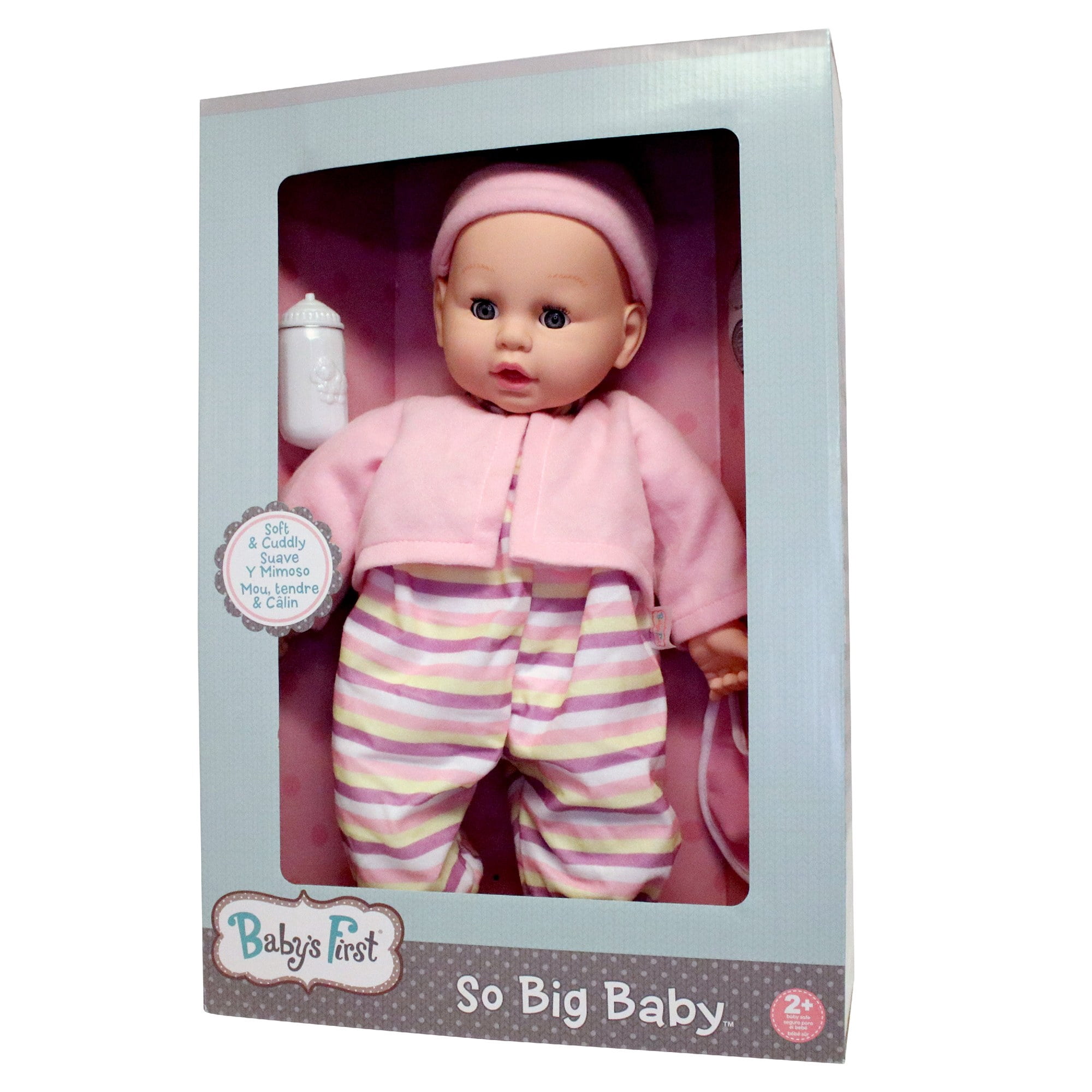 Baby's First: So Big - Striped Pajamas with Matching Baby Cap - 19" Baby Doll, 3pc Toy Care Accessories, Sleepy Time Eyes, Soft & Cuddly, Toddlers-Kids 2 years & UP