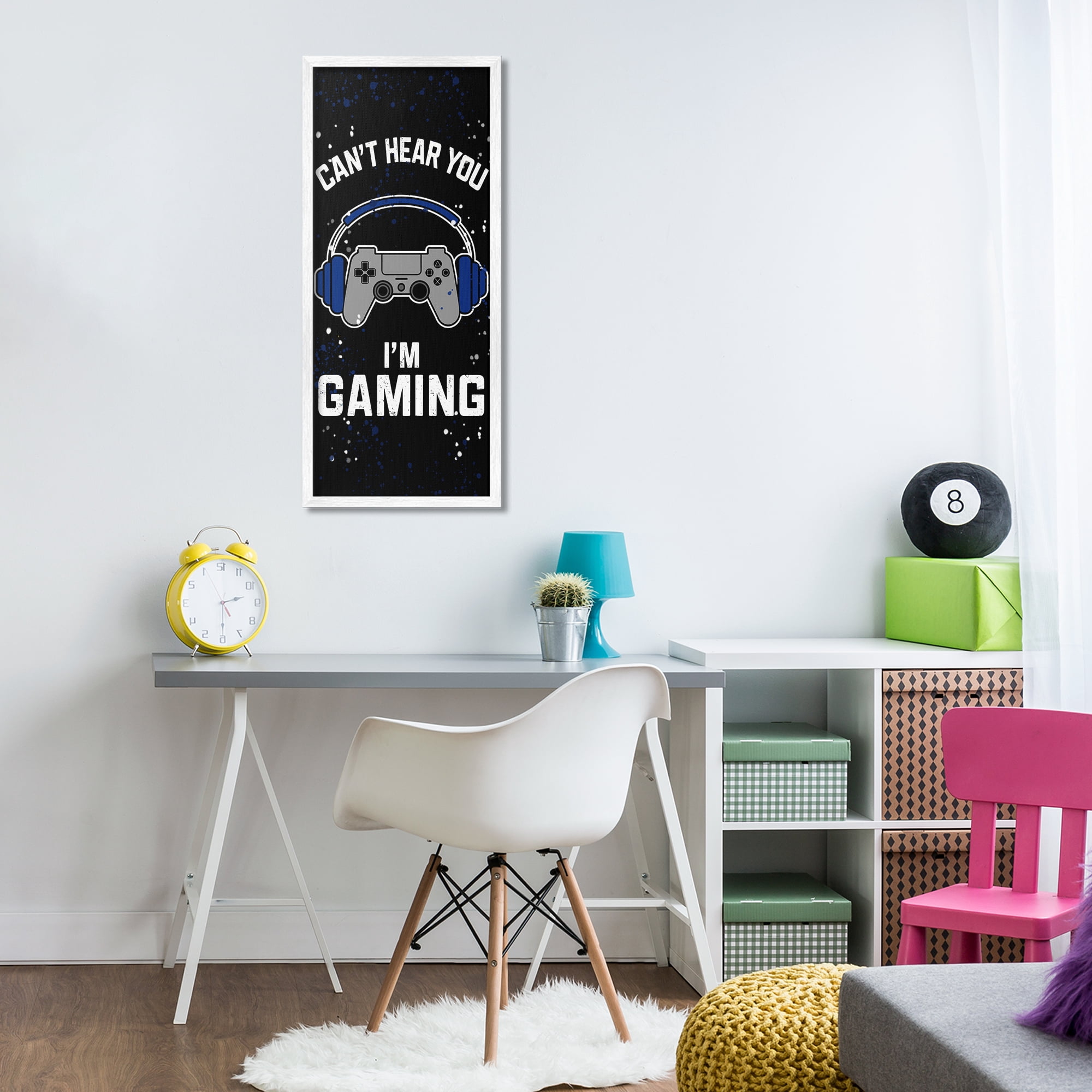 Stupell Industries Can't Hear You Gaming White Framed Giclee Art, design by Kim Allen