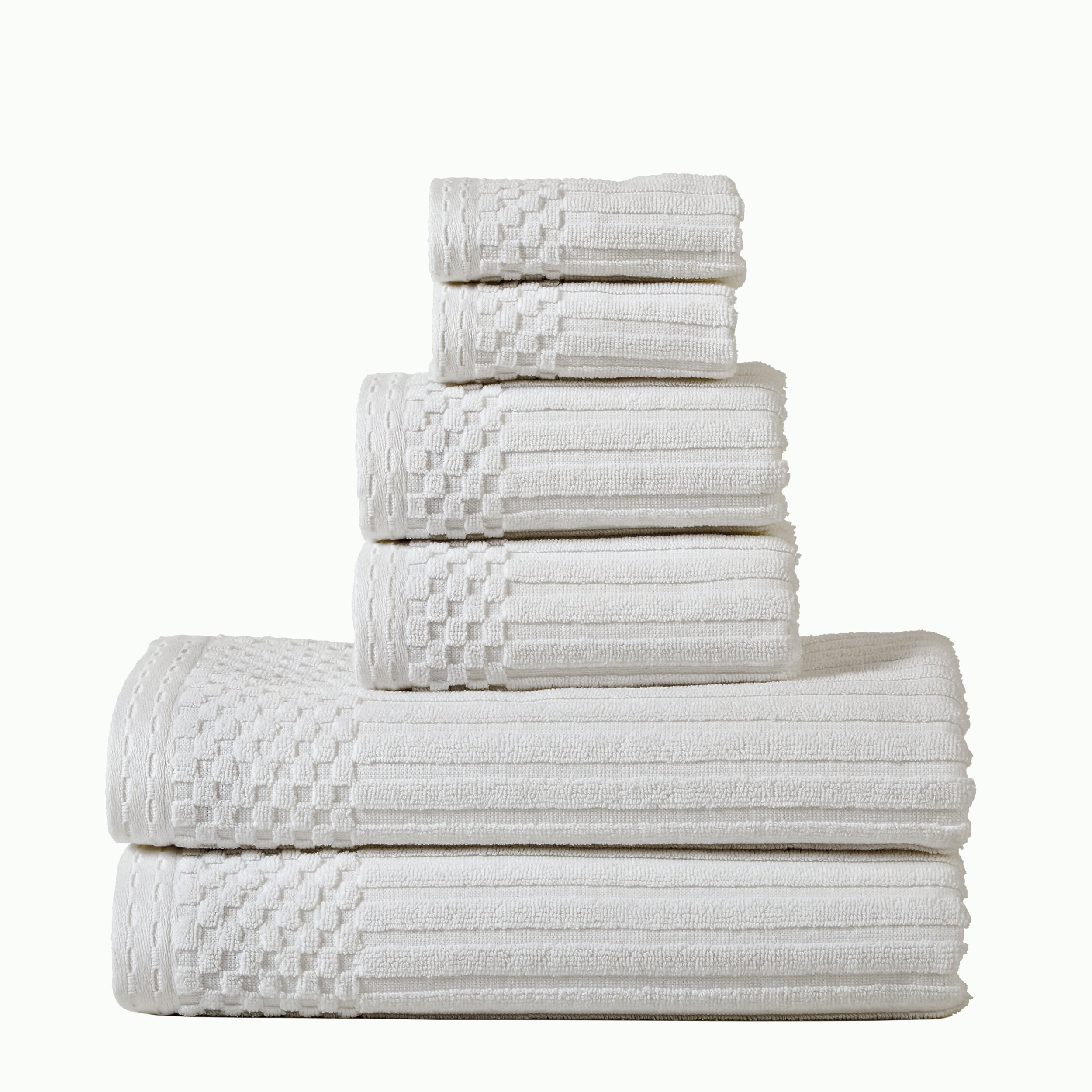 Superior Textured Stripe Soho 6Piece Towel Set White