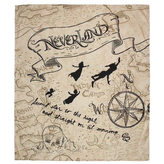 Disney's Peter Pan Neverland Map Compass Tapestry for Bedroom Wall Hanging for Living Room Dorm Home Decor 40"x35"