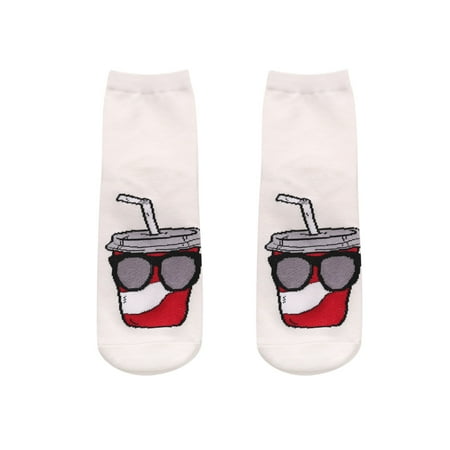 

ERTUTUYI Womens Mid Length Round Socks Cute Fun Food And Drink Novelty Socks White