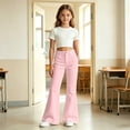 thumbnail image 3 of SGMVNU Girl's Flare Leg School Uniforms Dress Pants High Waist Casual Trousers with Pockets Girls Fashion, Size 15-16 Years, qp1-Light Pink, 3 of 7
