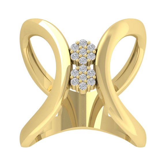 Araiya Fine Jewelry 10K Yellow Gold Round-shape Lab Grown Diamond Fashion Band Ring ( 1/8 cttw, D-F Color, VS Clarity) Size 10