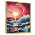 thumbnail image 2 of Designart "Pink Beach Sunlit Waves painting" Nautical & Beach Floater Framed Wall Art Living Room, 2 of 7
