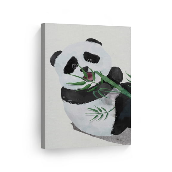 Smile Art Design Cute Animals Watercolor Paint Panda Wall Decor Canvas Wall Art Print Kids Room Decor Baby Room Decor Nursery Decor Made in the USA- 40x30