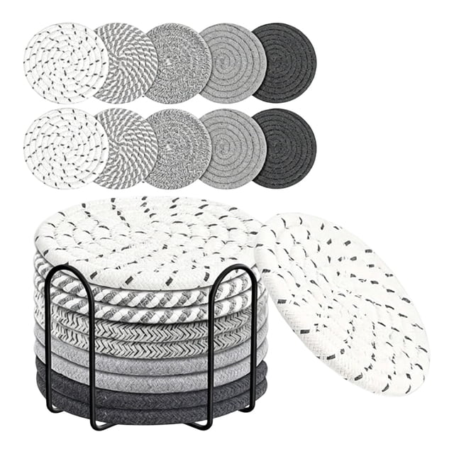 10Pcs Mixed Tone Drink Coaster, Trivets for Hot Dishes, Hot Pots and Pans, Thick Heat Resistant Large Coaster for Kitchen, Hot Pads, Kitchen Essentials, Kitchen Decor for Table & Countertop, E