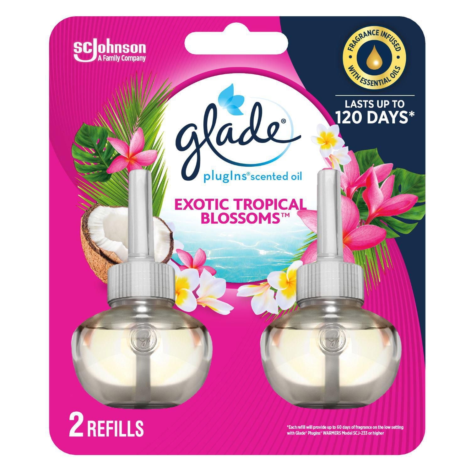 Glade Plugins® Air Freshener Oil Refill, Exotic Tropical Blossoms, 2 Refills