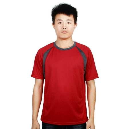 Men Marathon Running Short Sleeve Tee Top Quick Dry Sports T-Shirt Red (Best Running Clothes For Marathon)