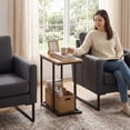thumbnail image 5 of Furnibear C-Shaped End Table Small Side Table with Sturdy Metal Frame, Natural, 5 of 11