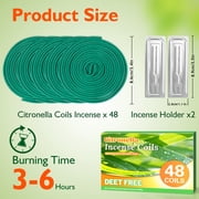 SCENTORINI Citronella Coils, 48 Pcs Lemongrass Incense for Backyards, Pool Side, Patio, Including Holder
