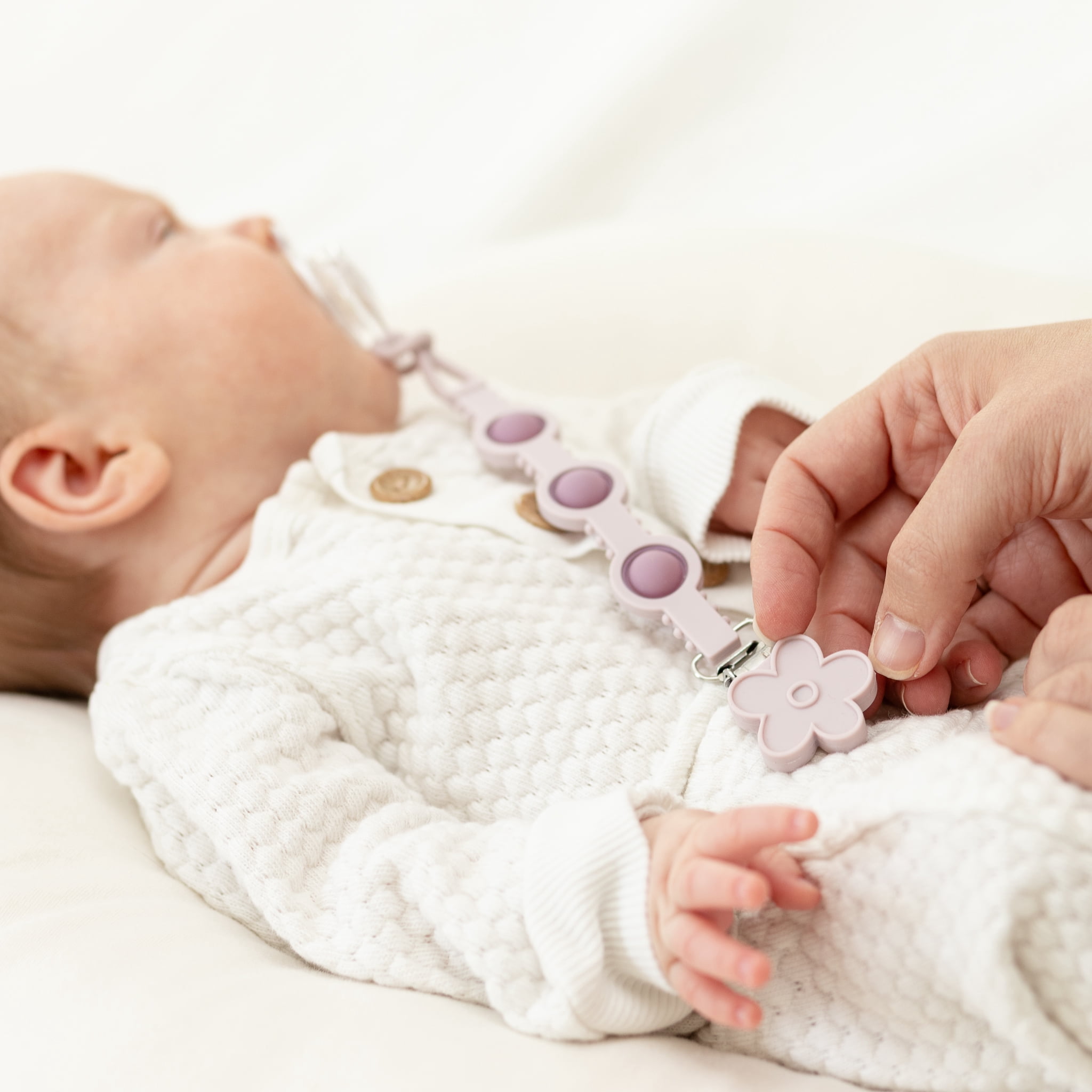 Lilac Flower Popper Topper Pacifier Clip