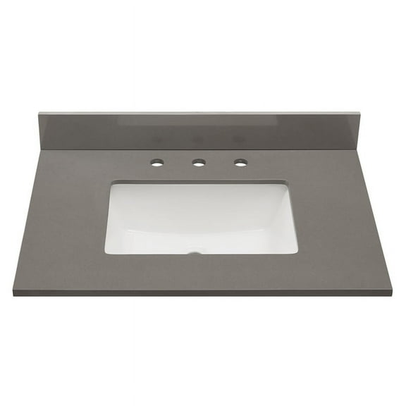 Altair 31 in. Composite Stone Vanity Top In Concrete Grey with White Sink