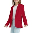 thumbnail image 4 of Bovxnpu Girls Tops Long Sleeve Cardigans Jacket, Girls Solid Color Lapel Suit Coat Button Down Long Seelve Blazer Jacket 13 Years, 4 of 7