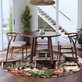 thumbnail image 4 of Easter Bunnies 6ft Round Rugs, Brown Vintage Farmhouse Rabbits Floral Washable Non-Slip Area Rugs for Living Room Bedroom Kitchen, Soft Low Pile Dining Room Kicthen Circle Carpet, Indoor Floor Rug, 4 of 9