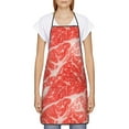 thumbnail image 2 of Naloa 1Pack Adjustable Bib Apron Waterdrop Resistant Cooking Kitchen Aprons for Women Men Chef, Beef Steaks Print, 2 of 5