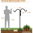 thumbnail image 6 of Meetop 76 Inch Double Shepherds Hook for Outdoor with 5 Prong Base, Adjustable Heavy Duty Bird Feeder Pole for Hanging Flower Basket, Plant Hanger, Solar Light Lanterns, Black, 6 of 6