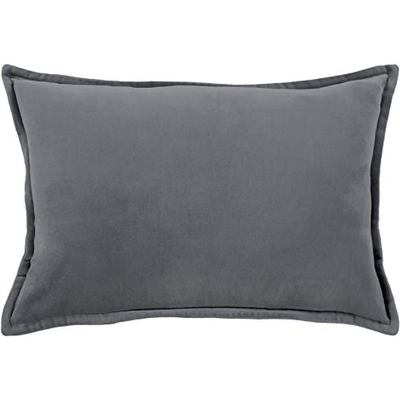 Surya Cotton Velvet Gray 13-Inch x 19-Inch Pillow Cover