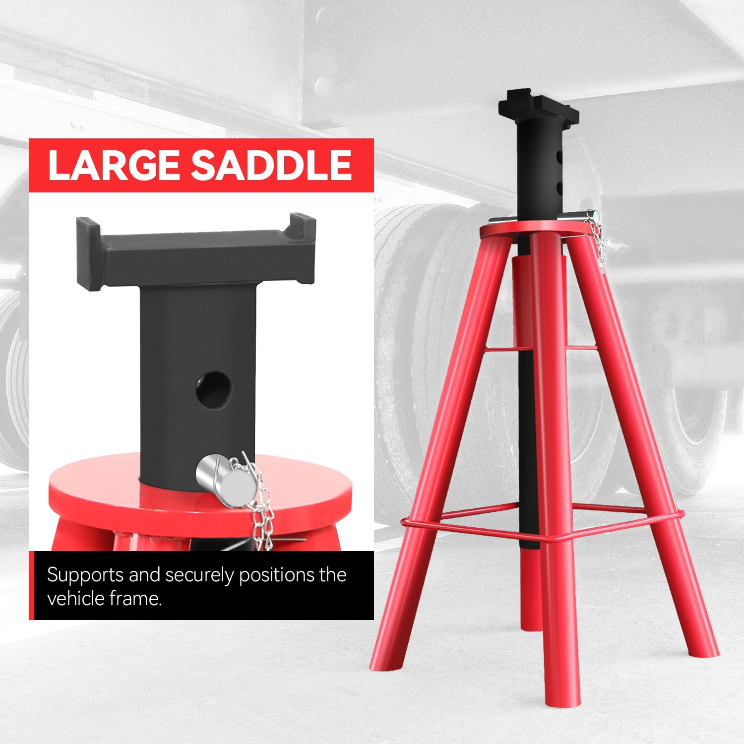 10 Ton (20000lbs) 28"- 47.5" Heavy Duty Steel Pin-Type Trucks Trailers Jack Stand Red