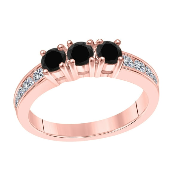 Mauli Jewels 1 Carat Lab Grown Black and White Diamond Engagement Ring for Women in 10K Solid Gold, 4 Prong Setting