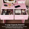 thumbnail image 6 of Fashion Vanity Desk with LED Mirror & Lights, 3-Color Adjustable Brightness, Makeup Table Set with Cushioned Chair, 2 Drawers, White, 6 of 7