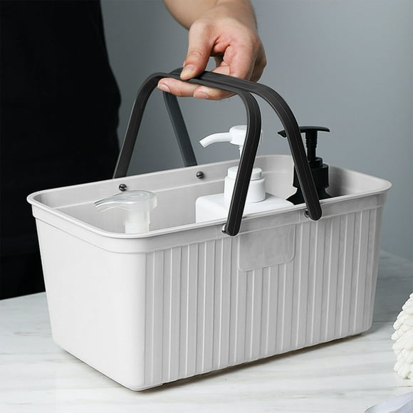Cesta portátil para artículos de aseo, cesta de plástico para almacenamiento, diseño con drenaje, estilo moderno, para viajes, organización del baño, equipo de viaje compacto.