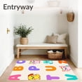 thumbnail image 3 of ODIKA 2'x3' Machine Washable Non-Slip Area Rug, Phonics Foundation ABC Teaching with Colorful Character Illustrations High Traffic Rug with Pad, Purple, 689611, 3 of 8