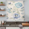 thumbnail image 5 of Blue Purple Peony Sheer Curtains 45 Inches Long, Vintage Floral Botanical Light Filering Curtains, Breathable Simi Curtain Privacy Drapes for Kitchen Bathroom Lightweight Small Window Treatment, 5 of 9