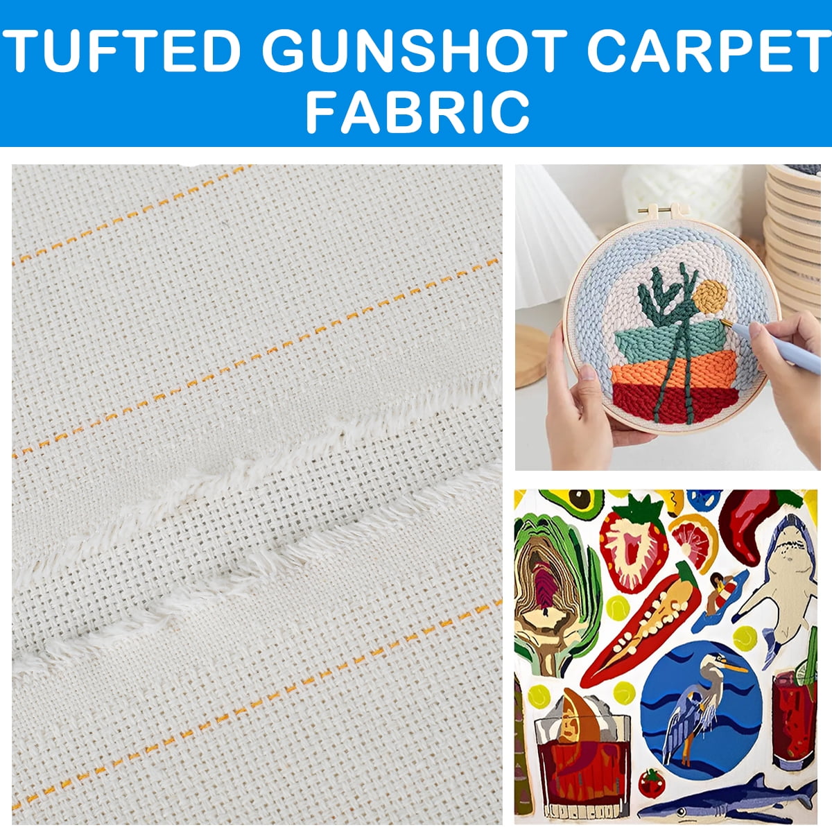  82.7x78.7in Large Size Primary Tufting Cloth with Marked Lines,  Premium Monks Cloth Punch Needle Cloth Fabric for Tufting Gun, Rug-Punch,  Punch Needle, Tuft Word Art Embroidery Crafts Favors : Arts, Crafts