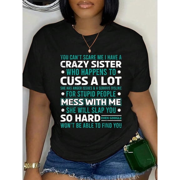 Funny Gift for Brother from Awesome Sister Birthday T-Shirt Women's Graphic Tee Casual Tops