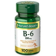 Natures Bounty Vitamin B6, Supports Energy Metabolism and Nervous System Health, 100mg, Tablets, 100 Ct